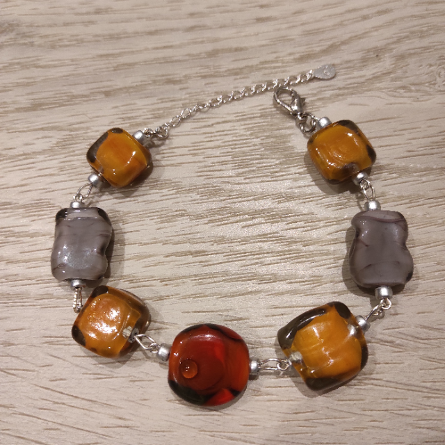 Commande Bracelet perle en verre coloris d'automne