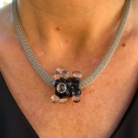 Cadeau femme noel Murano noir à bulles