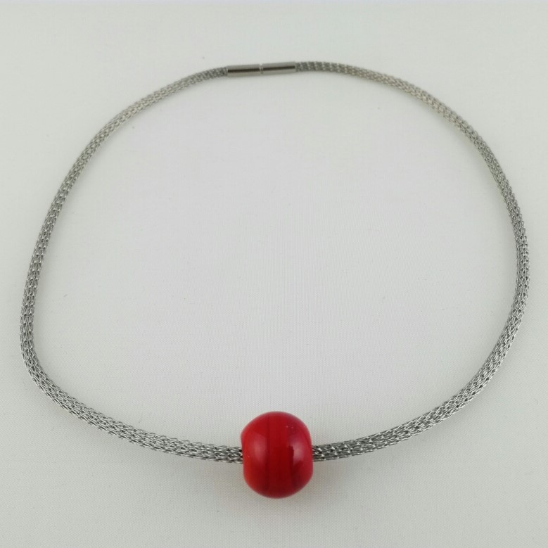 bijoux Pushi collier Murano perle de verre rouge
