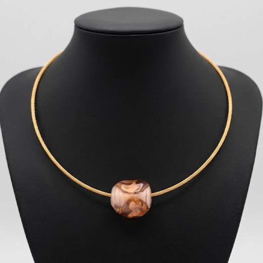 Collier Cable acier rosé - Perle en verre Filées au Chalumeau – Image 4