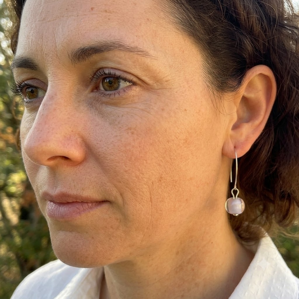 Boucles d'Oreilles Crochet en Argent 925 et Perles de Murano - Parme Bea