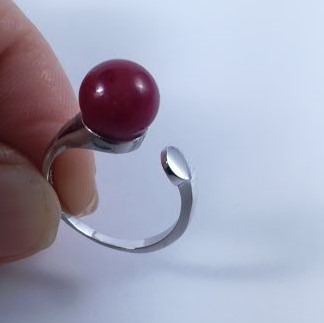 Bague en argent réglable avec perle de verre de Murano coloris rouge Emma – Image 4