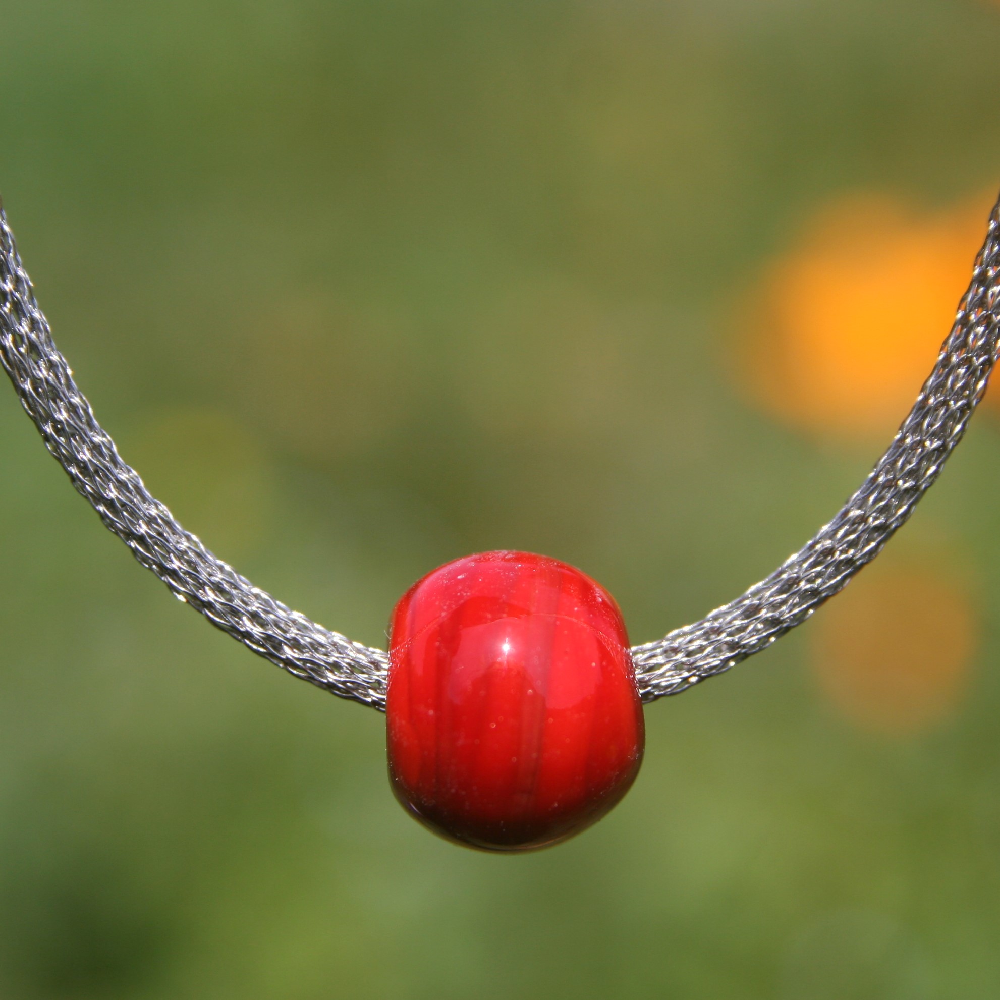 bijoux Pushi collier Murano perle de verre rouge