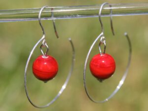 creole perle de verre rouge en verre