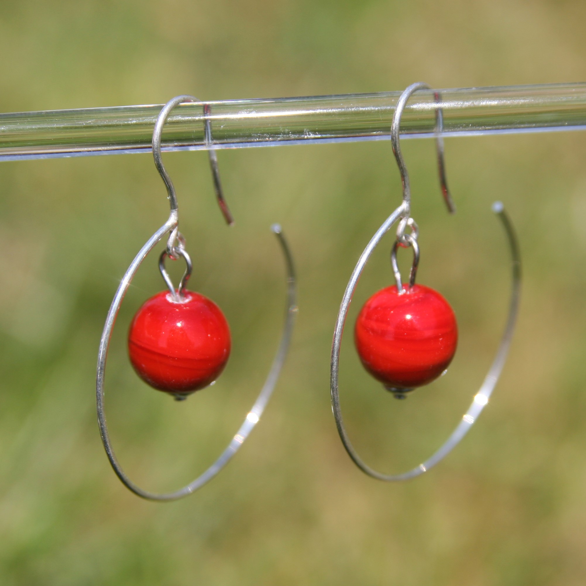 creole perle de verre rouge en verre