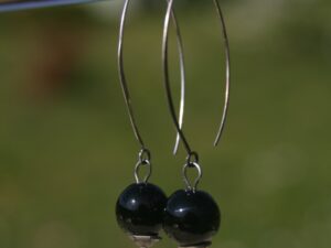 Boucles d'oreilles pendante en argent 925 avec perles de verre de murano Bonie noire