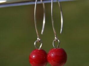 boucles d’oreilles en argent perle rouge murano boucles d'oreilles en argent perle rouge murano