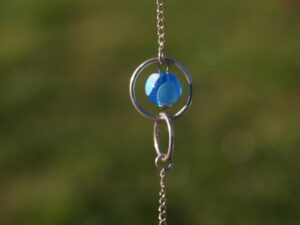 bracelet double anneau argent perle verre turquoise
