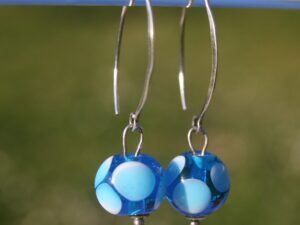 Boucles d'oreilles crochet en argent avec perles de verre de Murano Bea turquoise