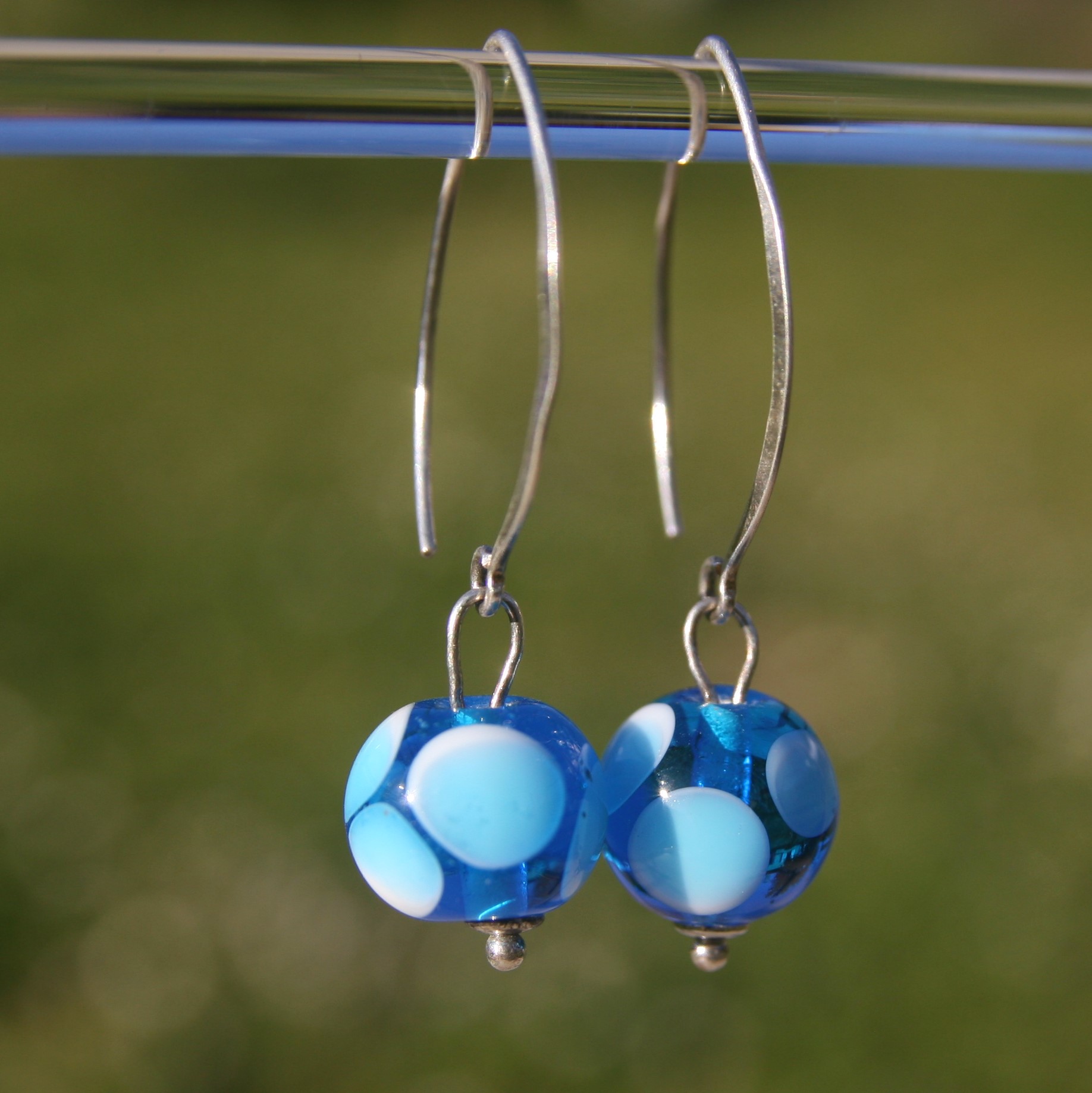 Boucles d'oreilles crochet en argent avec perles de verre de Murano Bea turquoise