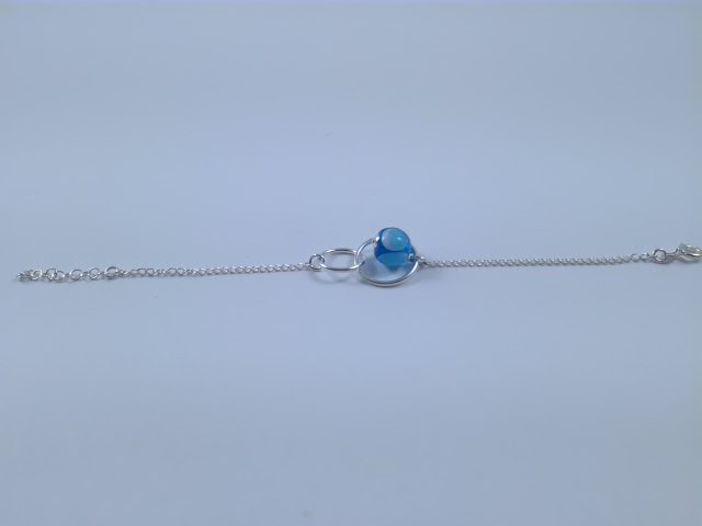 Bracelet anneaux en argent 925 perle en verre de Murano turquoise à pois Lolo – Image 4