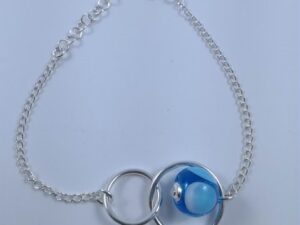 bracelet double anneau argent perle verre turquoise bracelet double anneau argent perle verre turquoise