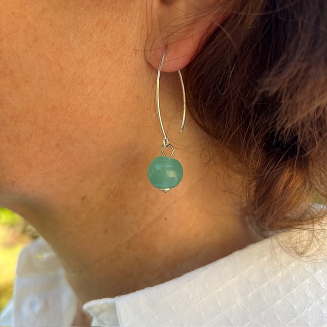 Pushi Boucles d'oreille artisanales Pushi bleu vert menthe Murano