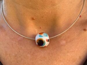 Pushi cable argent perle verre multicolore Pushi cable argent perle verre multicolore