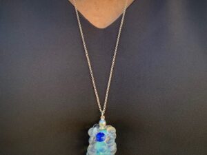 Pushi sautoir perle bulles de verre artisanale bleu(1)