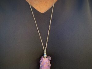 Pushi sautoir perle bulles de verre artisanale rose