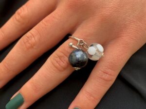 bague argent deux perles de verre Toulouse