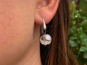 boucles d'oreille Pushi transparente à pois