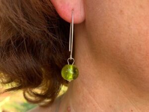 boucles d'oreille Pushi transparente verte murano
