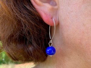 boucles d'oreilles en argent createur femme murano bleu klein