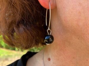 boucles d'oreilles en argent createur femme murano noir