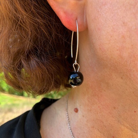boucles d'oreilles en argent createur femme murano noir
