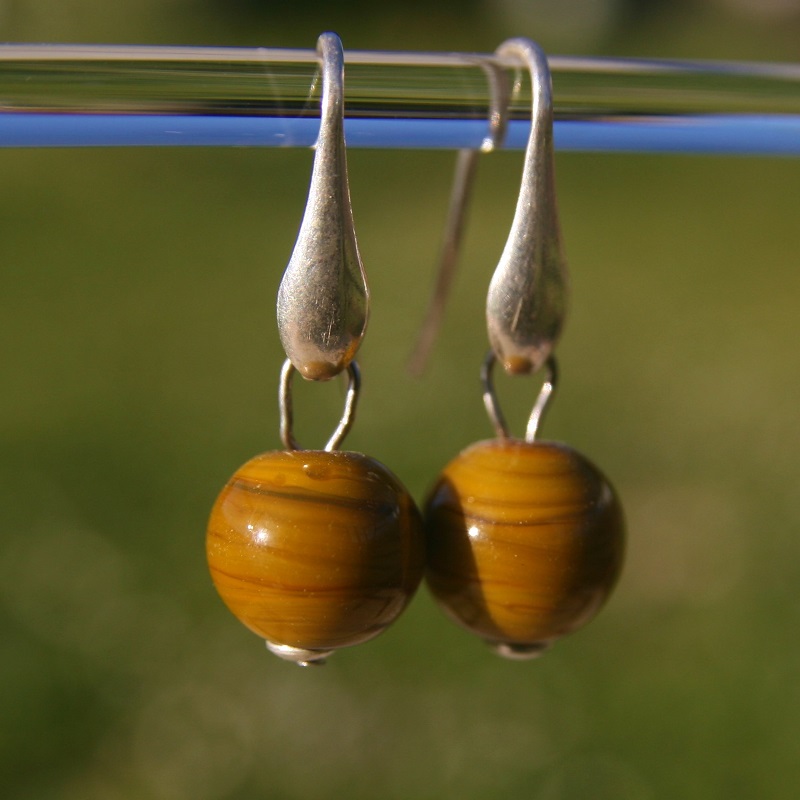 boucles d'oreilles gouttes argent coloris moutarde