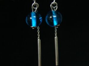 boucles d'oreilles tige perles turquoise transparent