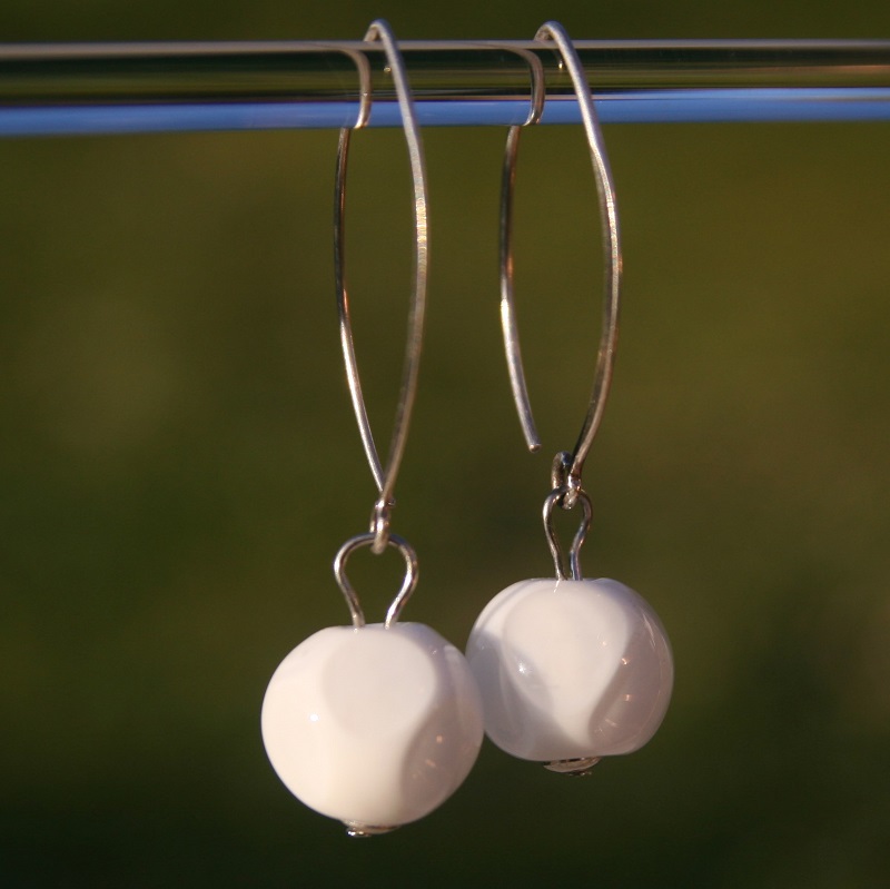boucles oreilles crochet argent bea blanche effet vague