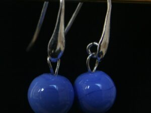 boucles oreilles gouttes argent perle bleu moyen boucles oreilles gouttes argent perle bleu uni