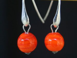 boucles oreilles orange goutte argent
