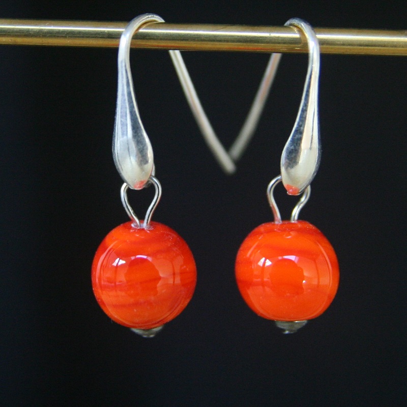boucles oreilles orange goutte argent