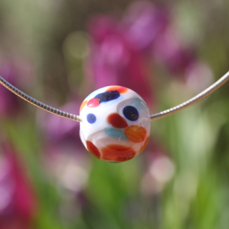 cable argent 925 perle de verre de Murano multicolore