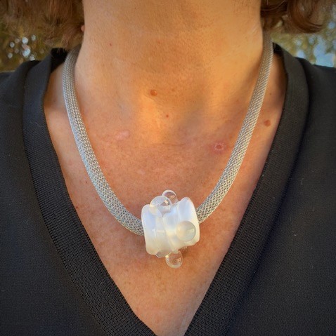 collier cadeau femme noel Murano blanc