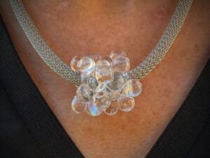 collier cadeau fete des meres maille perle de verre bulles transparentes collier cadeau fete des meres maille perle de verre bulles transparentes