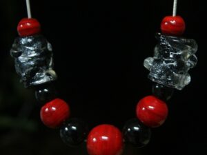 collier perles de murano rouge et noir argenté collier perles de murano rouge et noir argenté