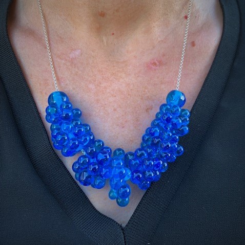 collier perles de verre de Murano turquoise à bulles