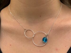 collier toi et moi Toulouse perle de verre turquoise transparente
