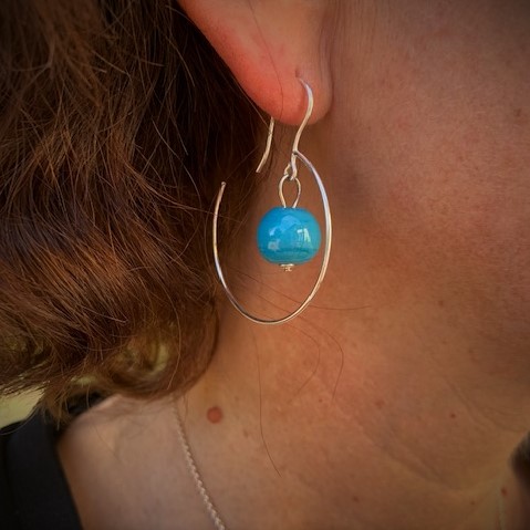 creole en argent cadeau unique jeune fille turquoise