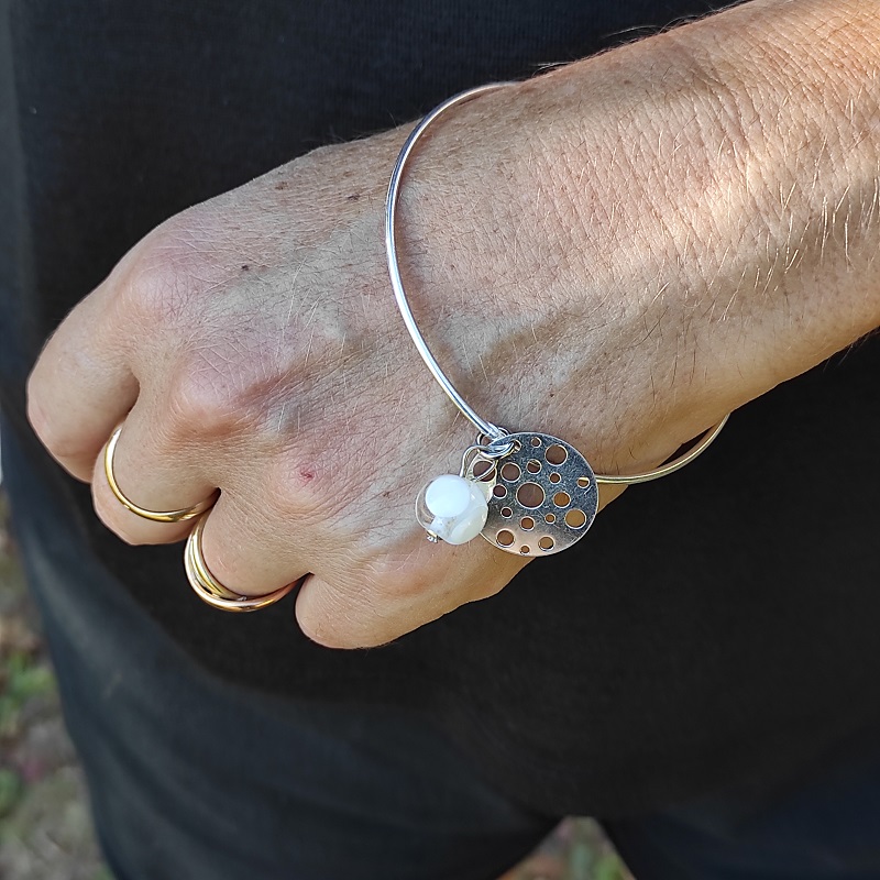 jonc et pampille en argent