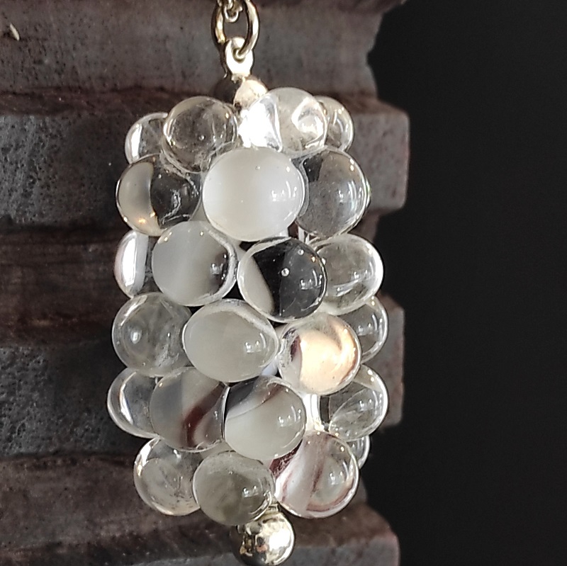 perle de verre bulle noir et blanc