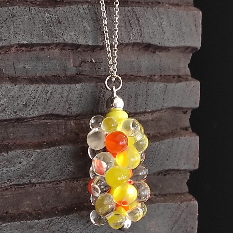 perle de verre de Murano bulle orange