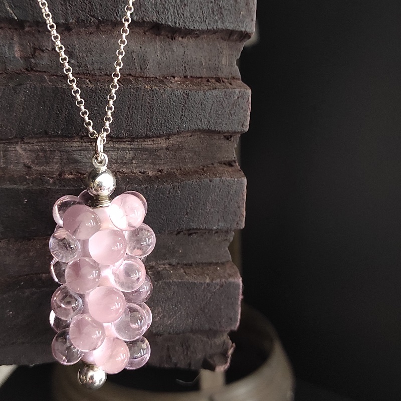 perle de verre bulle rose