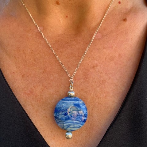 pushi pendentif bleu murano