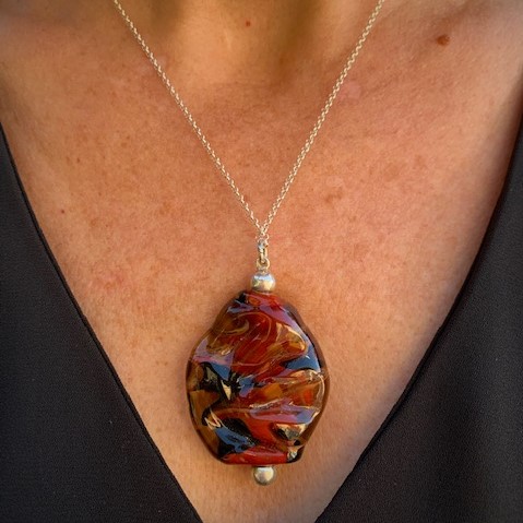 Pushi pendentif marron verre Murano